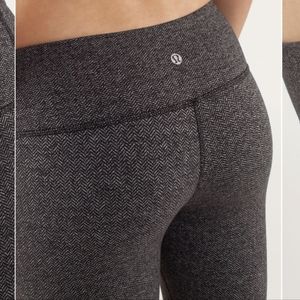 Lululemon Wunder Under Pant Herringbone Black / Rose Herringbone Black